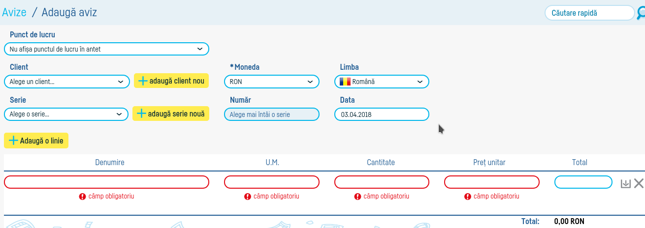 Cum generez o factură dintr-un aviz? - pasul 2