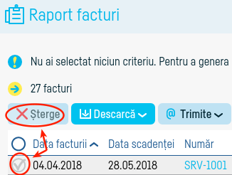 Cum șterg o factură? - pasul 2