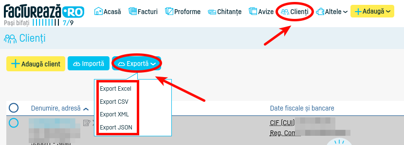 Cum export o listă de clienți? - pasul 1