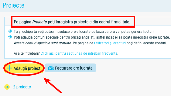 Cum introduc un proiect pentru pontaj? - pasul 2