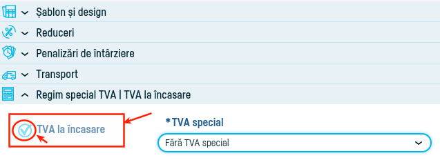 Cum activez opțiunea 'Plată TVA la încasare'? - pasul 4