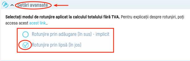 Modalitate de rotunjire la calculul totalului fără TVA - pasul 1