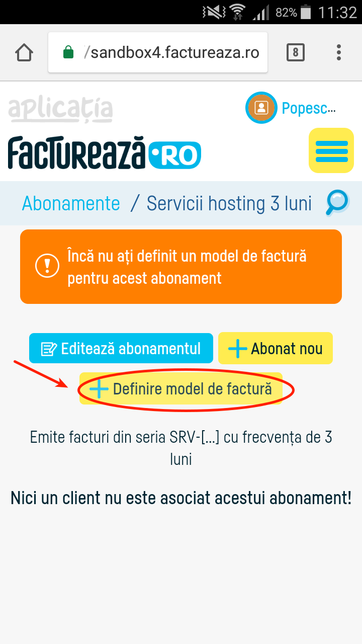 Cum definesc un model de factură pentru un abonament? - pasul 3