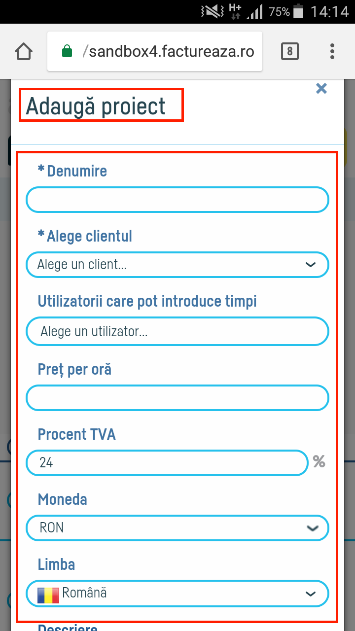 Cum introduc un proiect pentru pontaj? - pasul 3