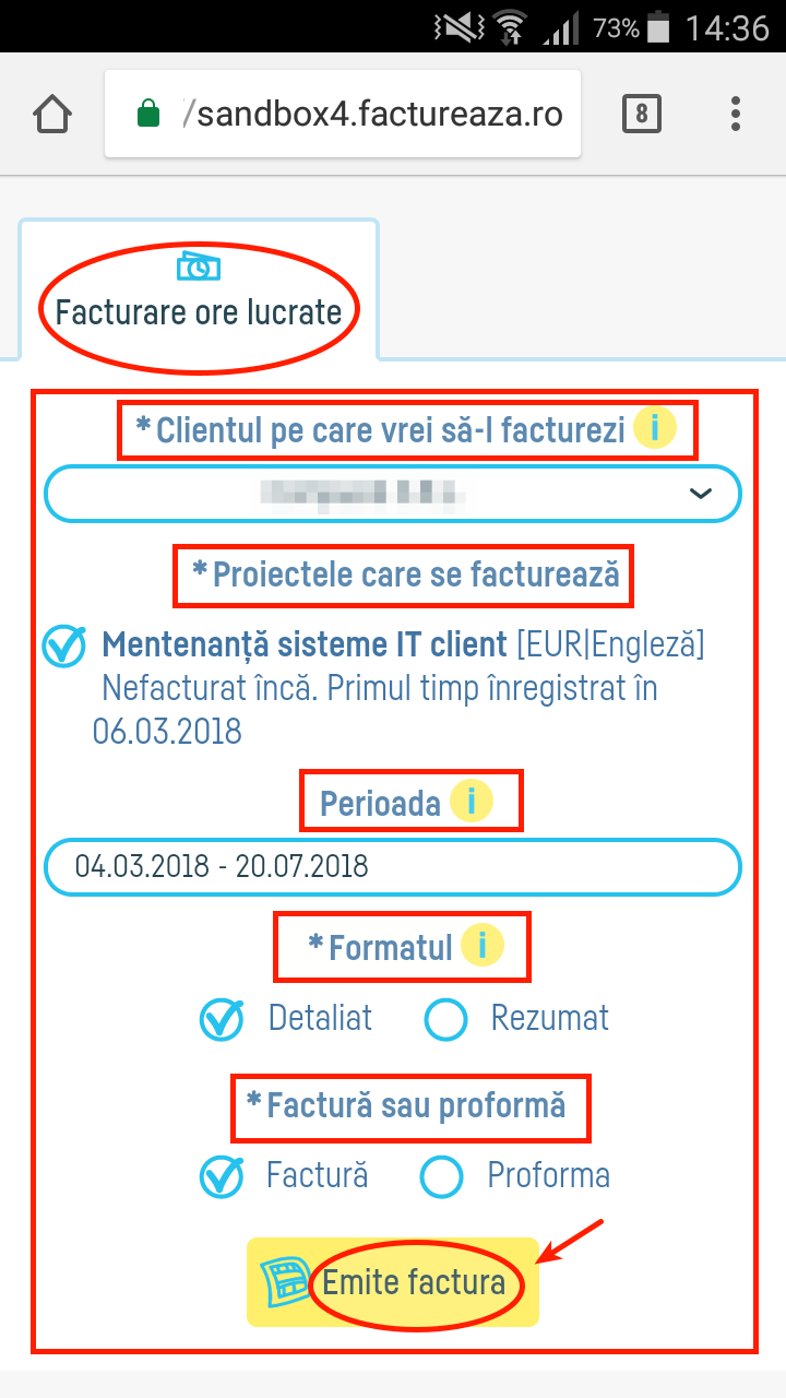 Cum emit o factură pe baza pontajului? - pasul 2