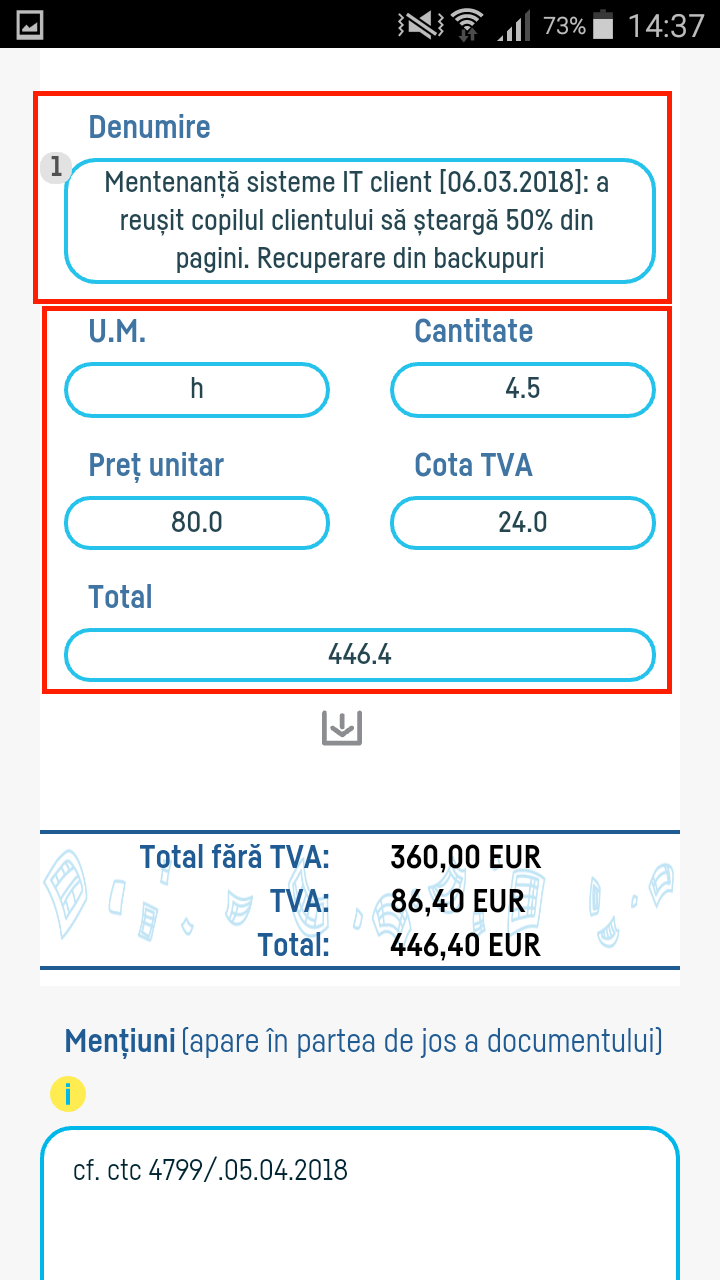 Cum emit o factură pe baza pontajului? - pasul 4