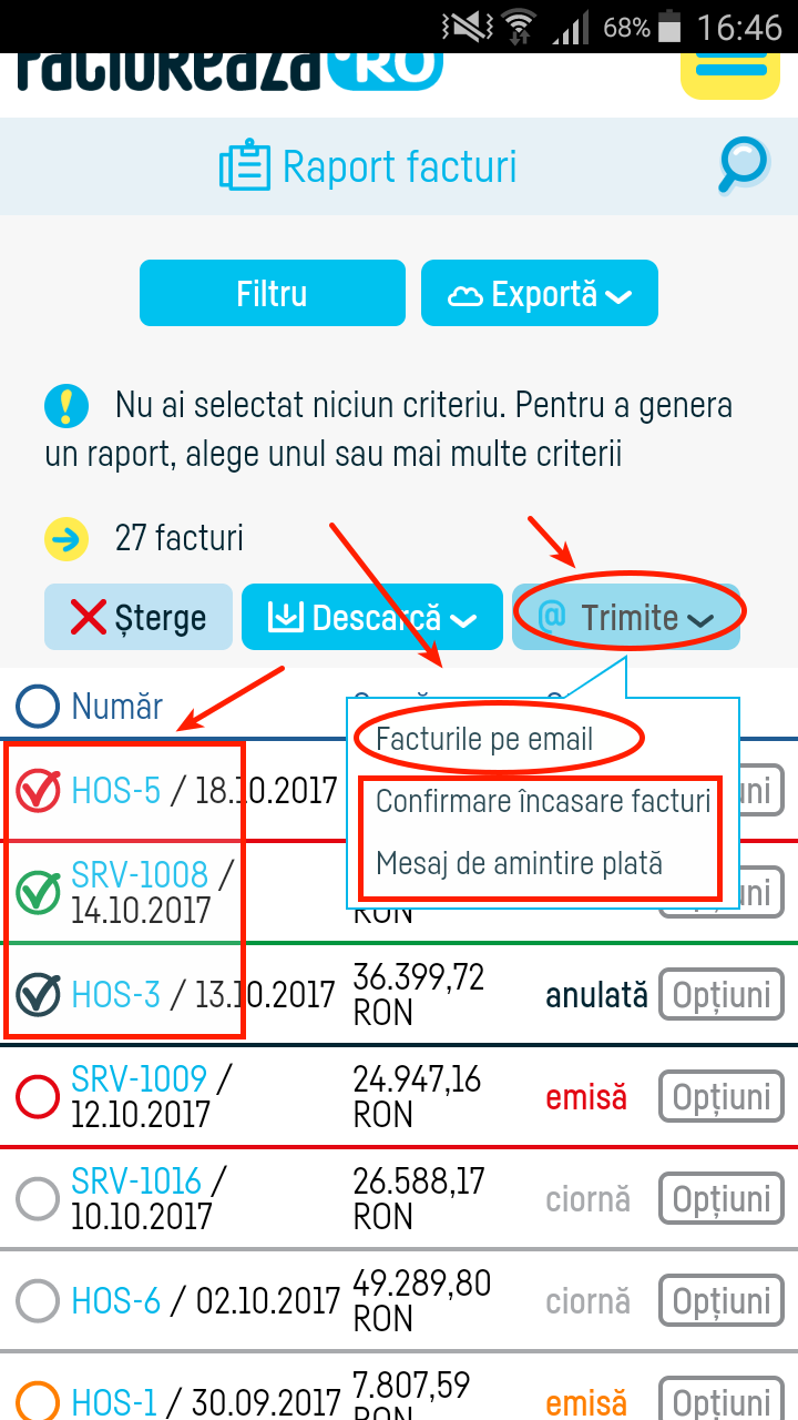 Cum trimit o factură pe email? - pasul 6