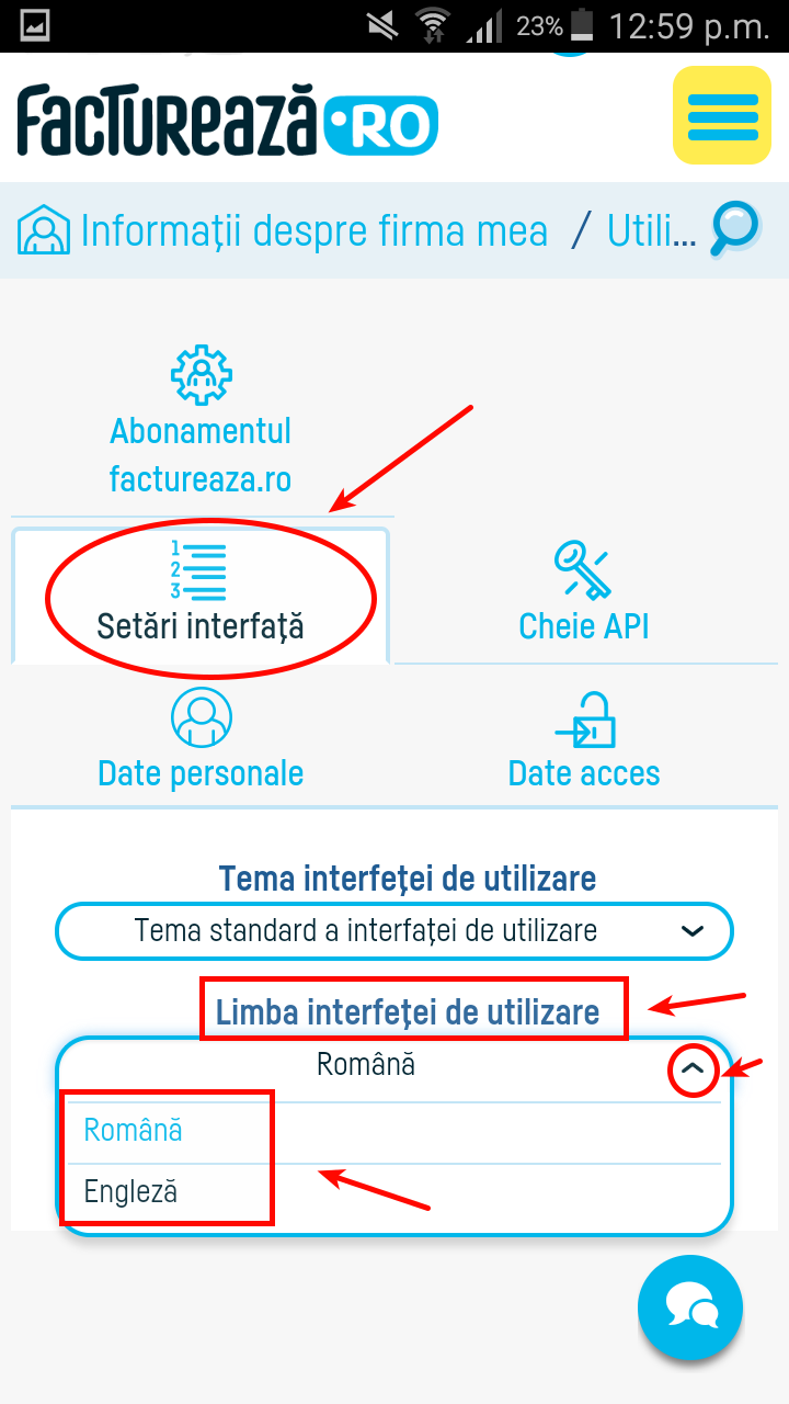 Cum pot seta aplicația în limba engleză? - pasul 2