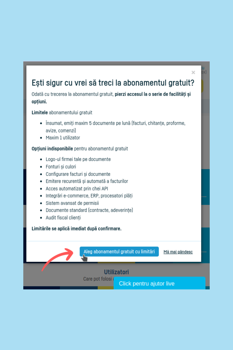 Cum trec la abonamentul gratuit? - pasul 4