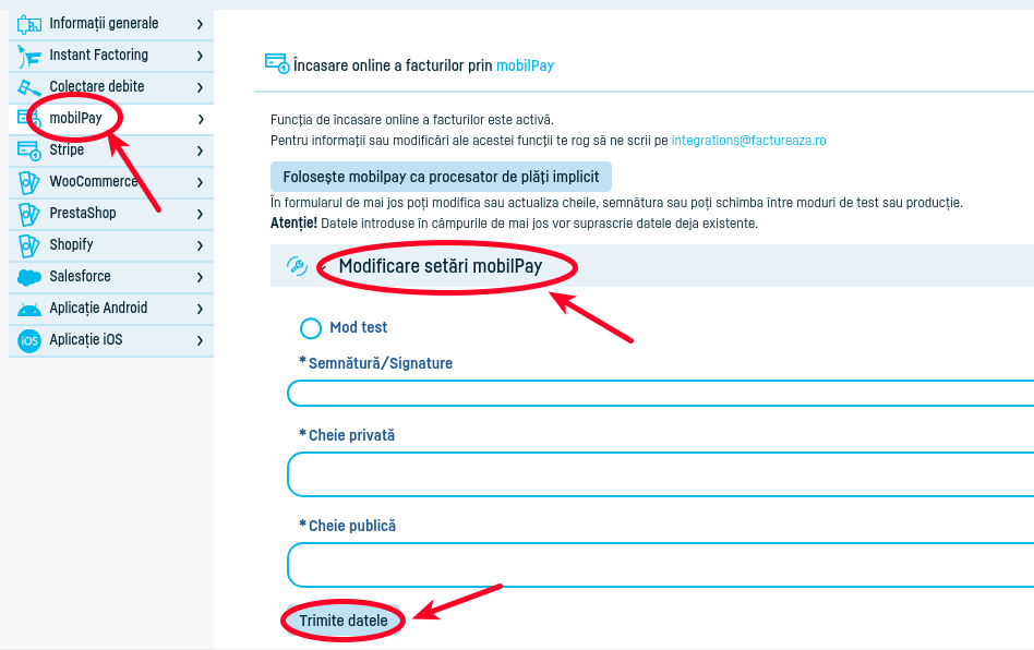 Integrarea cu Mobilpay - pasul 3