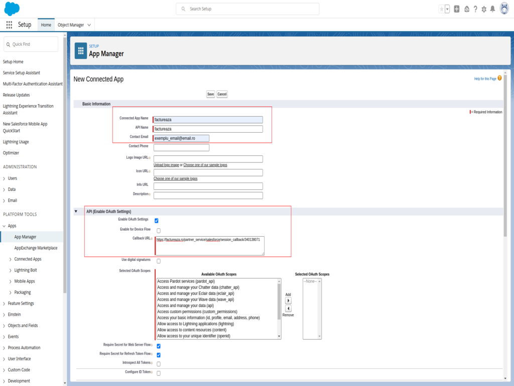 Instrucțiuni instalare modul Salesforce - pasul 2