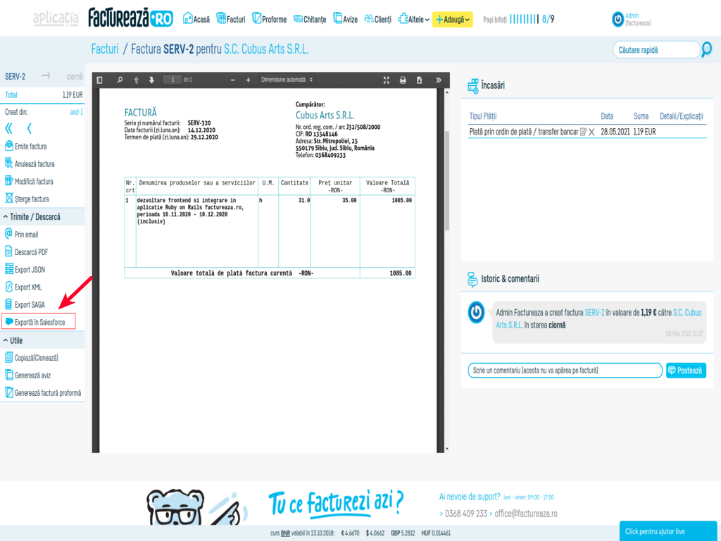 Instrucțiuni instalare modul Salesforce - pasul 7