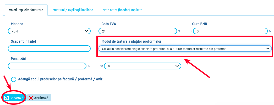 Tratarea plăților pentru proforme - pasul 3