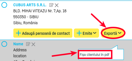 Cum export fișa clientului? - pasul 2