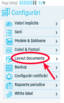 Configurare alinieri din tabelul pozițiilor pe factură - pasul 2