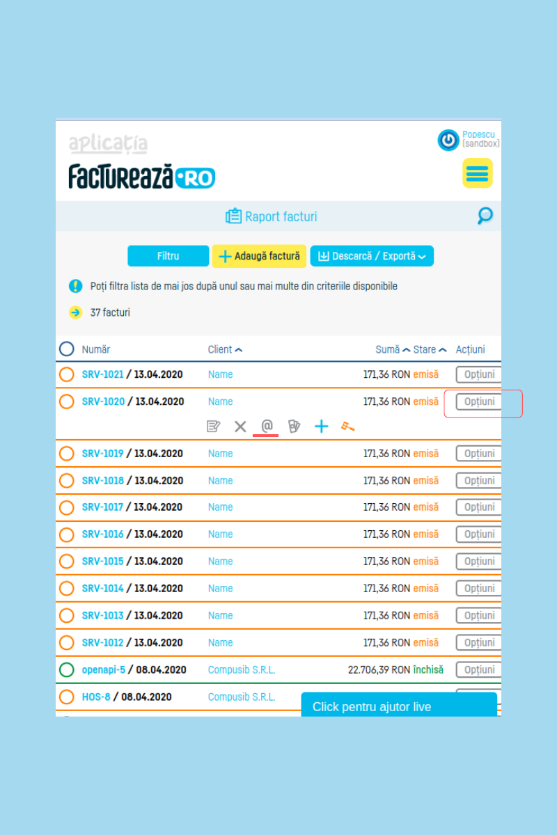 Cum programez trimiterea unei facturi pe email - pasul 1